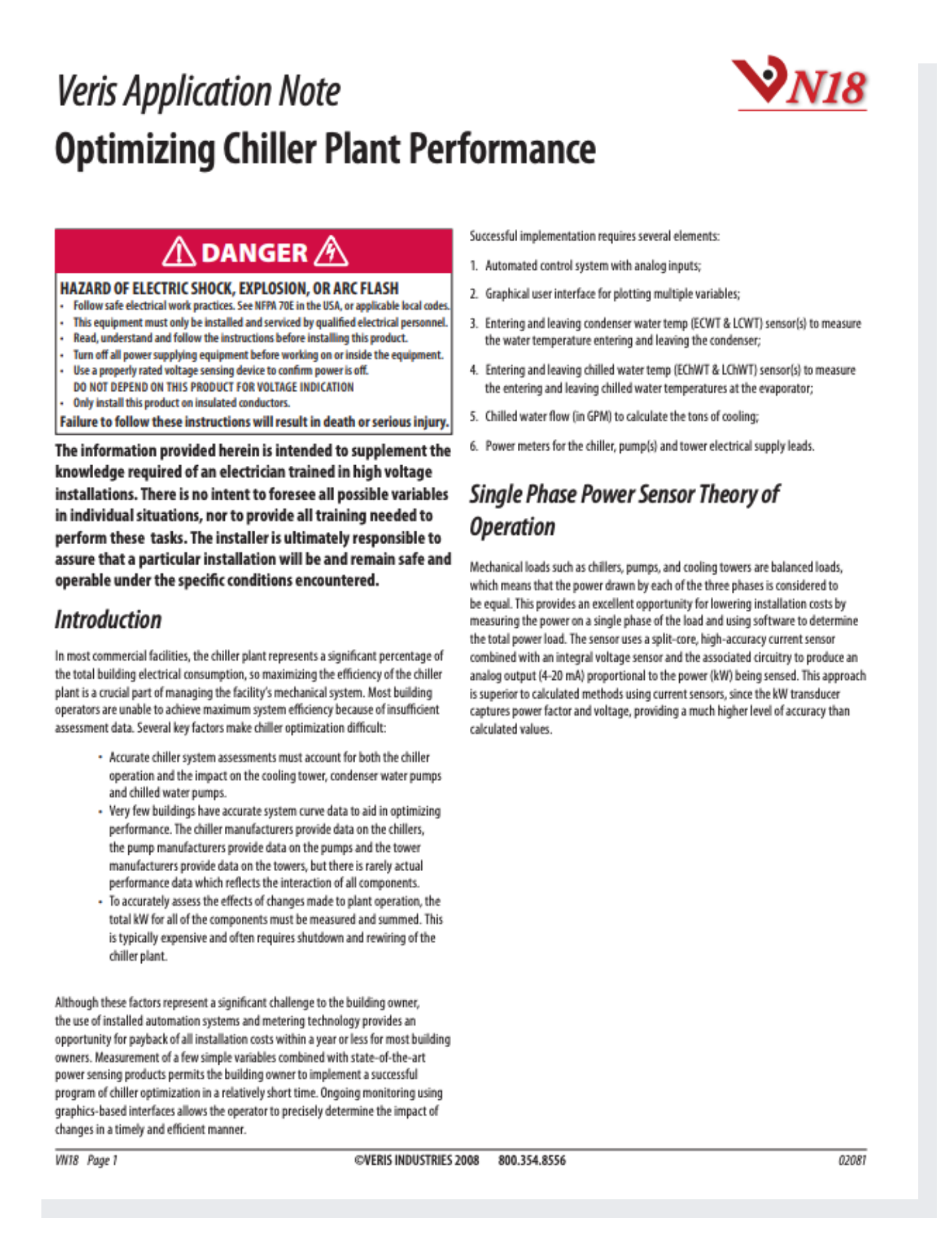 Veris Application Note Optimizing Chiller Plant Performance